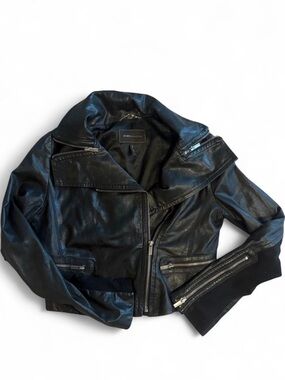 BCBGMAXAZRIA Black Leather Moto Jacket